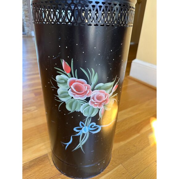 1950s handpainted metal umbrella stand/ hamper or waste basket - Picture 2 of 8